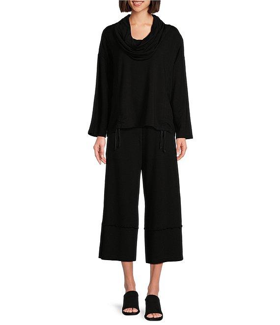 Bryn Walker Bamboo French Terry Elastic Waist Flare Leg Crop Pants Product Image