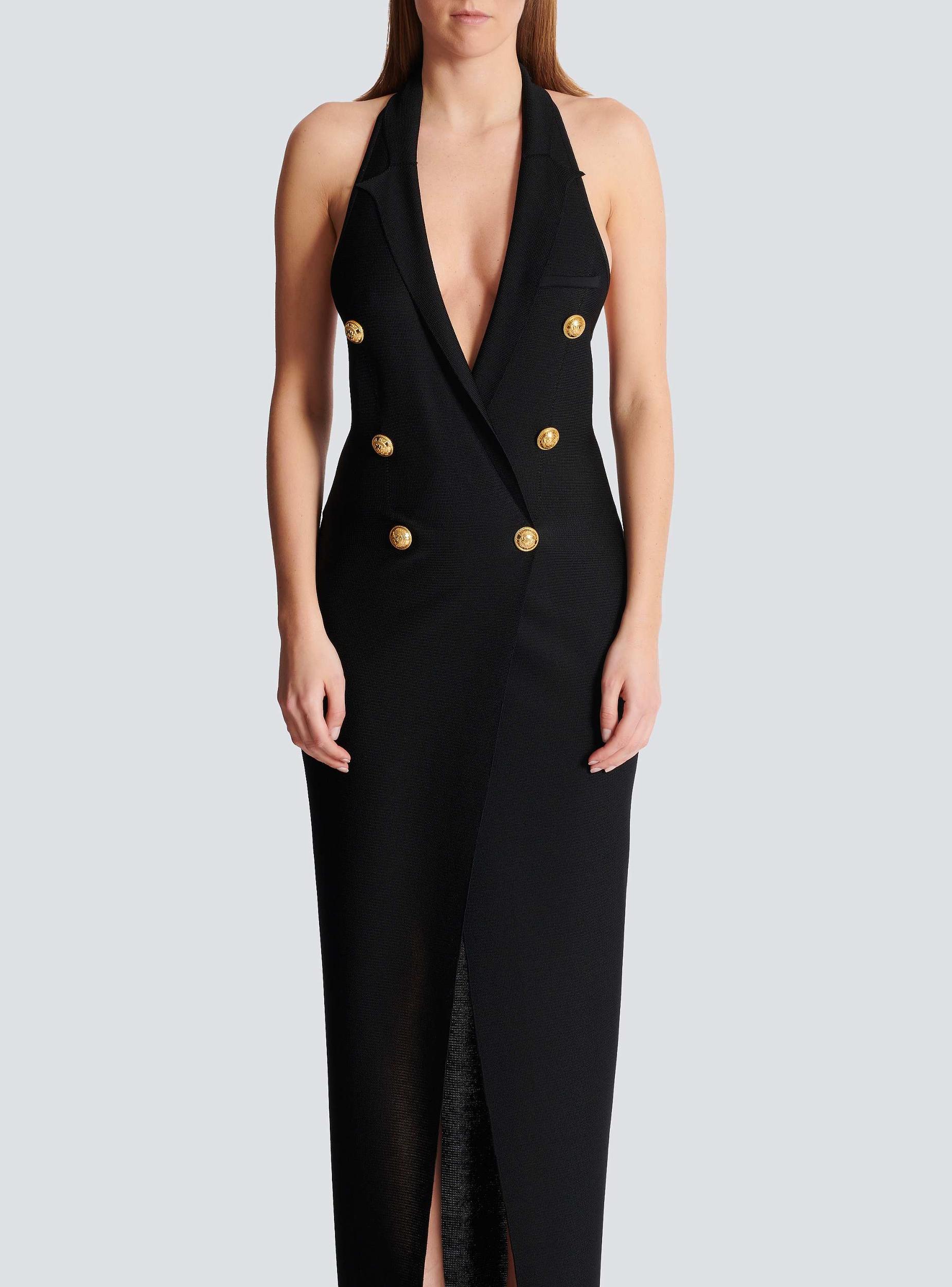 Long halterneck knit dress Product Image