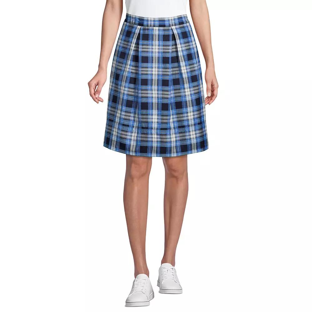 Women's Lands' End Plaid Top of Knee Length Pleated Skort, Size: 4, Clear Blue Plaid Product Image