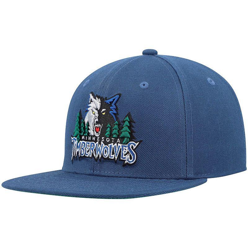 Men's Mitchell & Ness Blue Minnesota Timberwolves Hardwood Classics Team Ground 2.0 Snapback Hat Product Image
