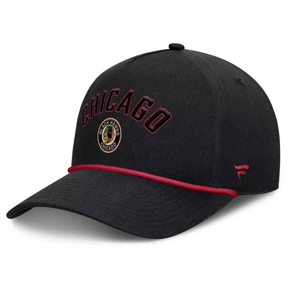 Men's Fanatics Black Chicago Blackhawks Decades Collection A-Frame Rope Adjustable Hat Product Image