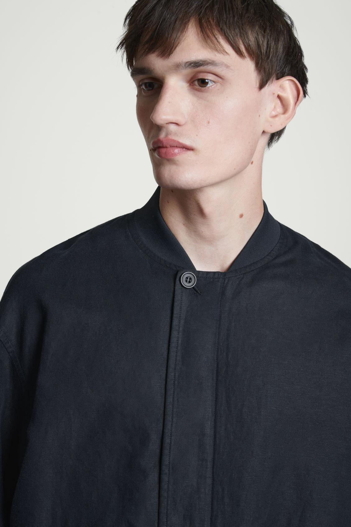 LINEN BOMBER JACKET Product Image