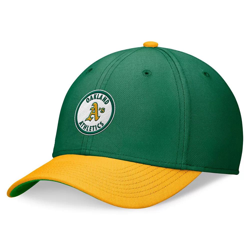 Men's Nike Green/Gold Oakland Athletics Cooperstown Collection Rewind Swooshflex Performance Hat, Size: Small/Medium Product Image