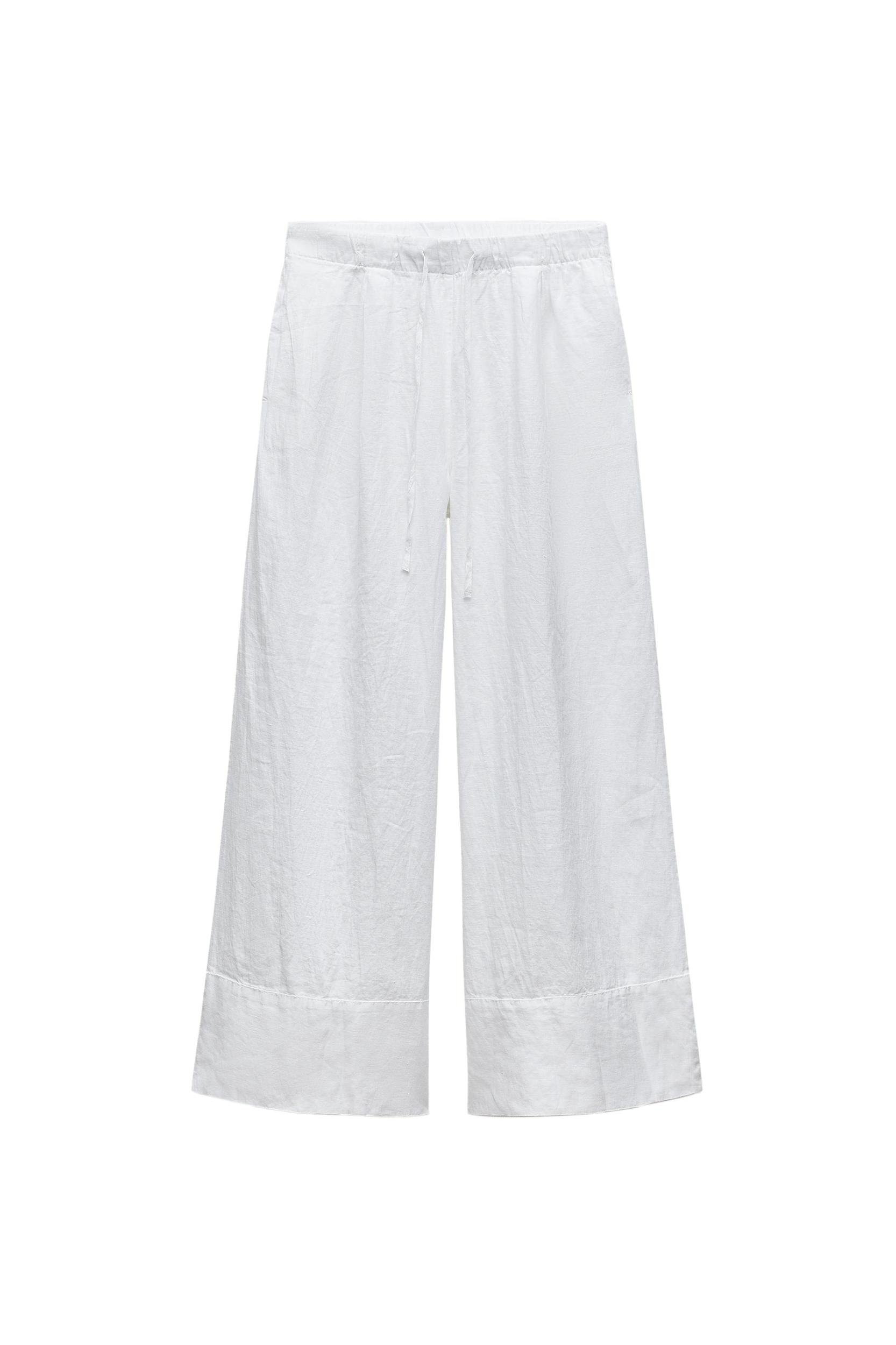 100% LINEN PALAZZO PANTS ZW COLLECTION Product Image
