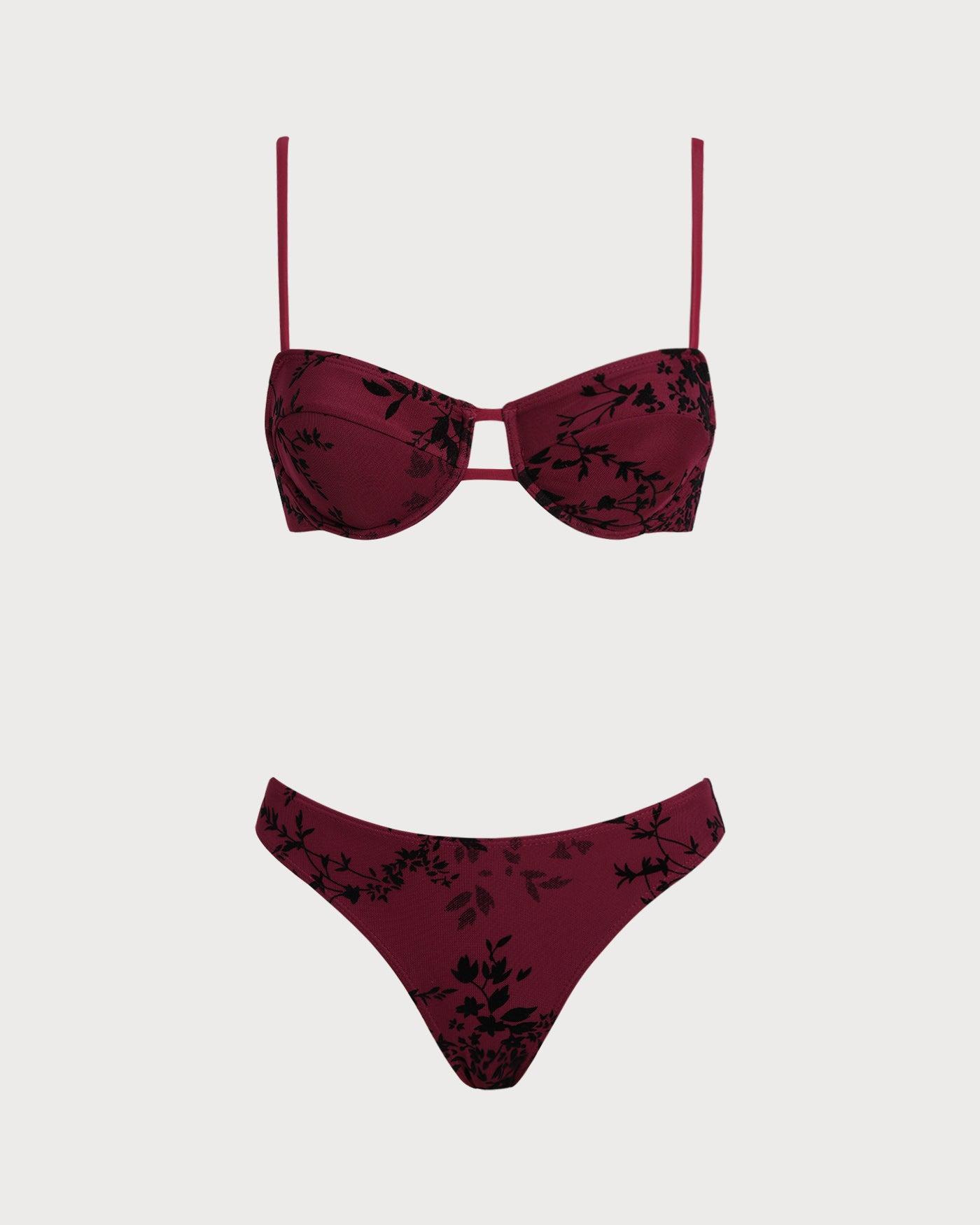 Red Floral Underwire Bikini Set Product Image