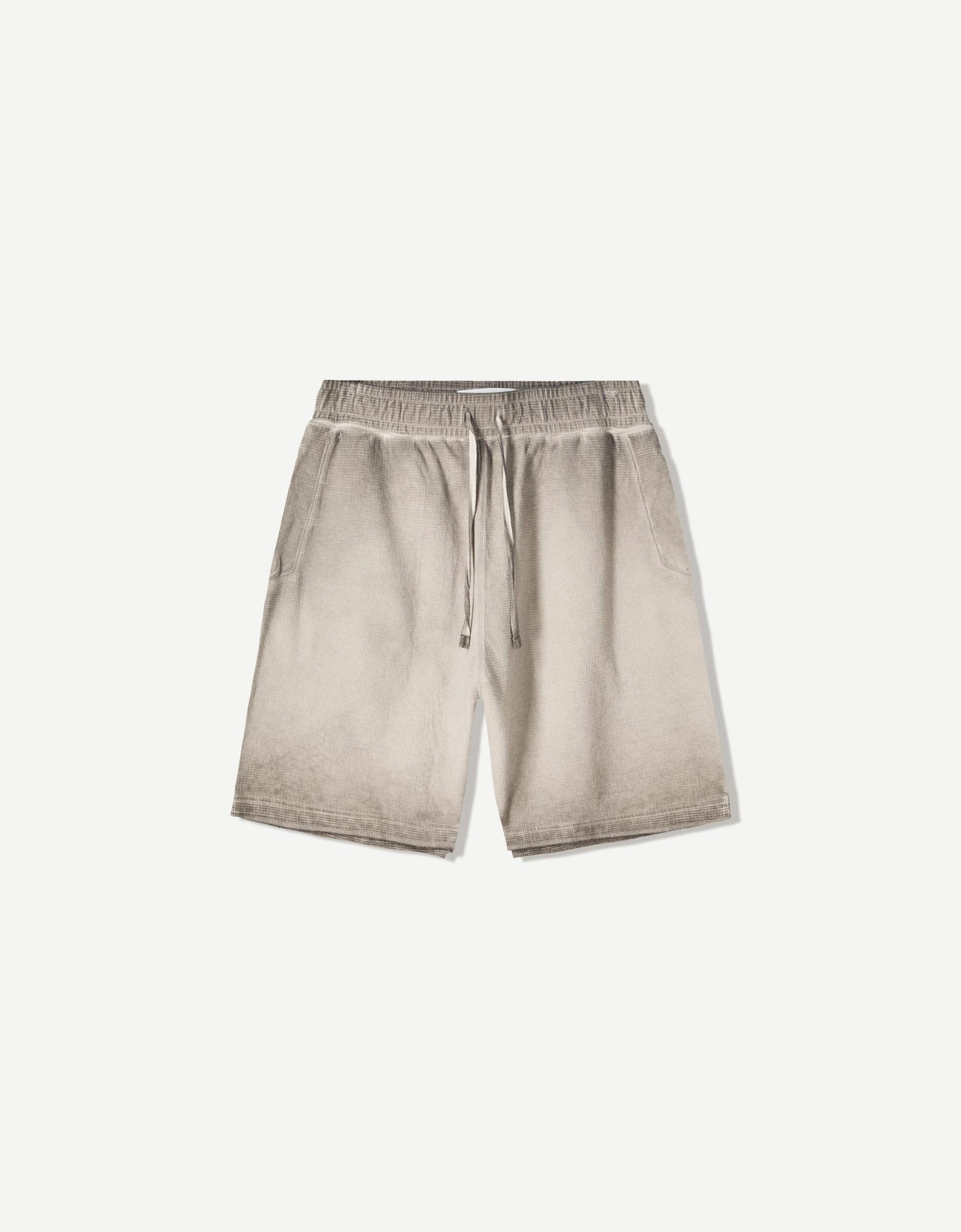 Faded waffle-knit Bermuda shorts Product Image