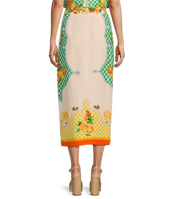 Antonio Melani Coordinating Clio Fruit Printed Linen Wrap Skirt Product Image