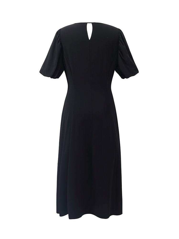 Acetate Gathered Waist Women Midi Dress Product Image