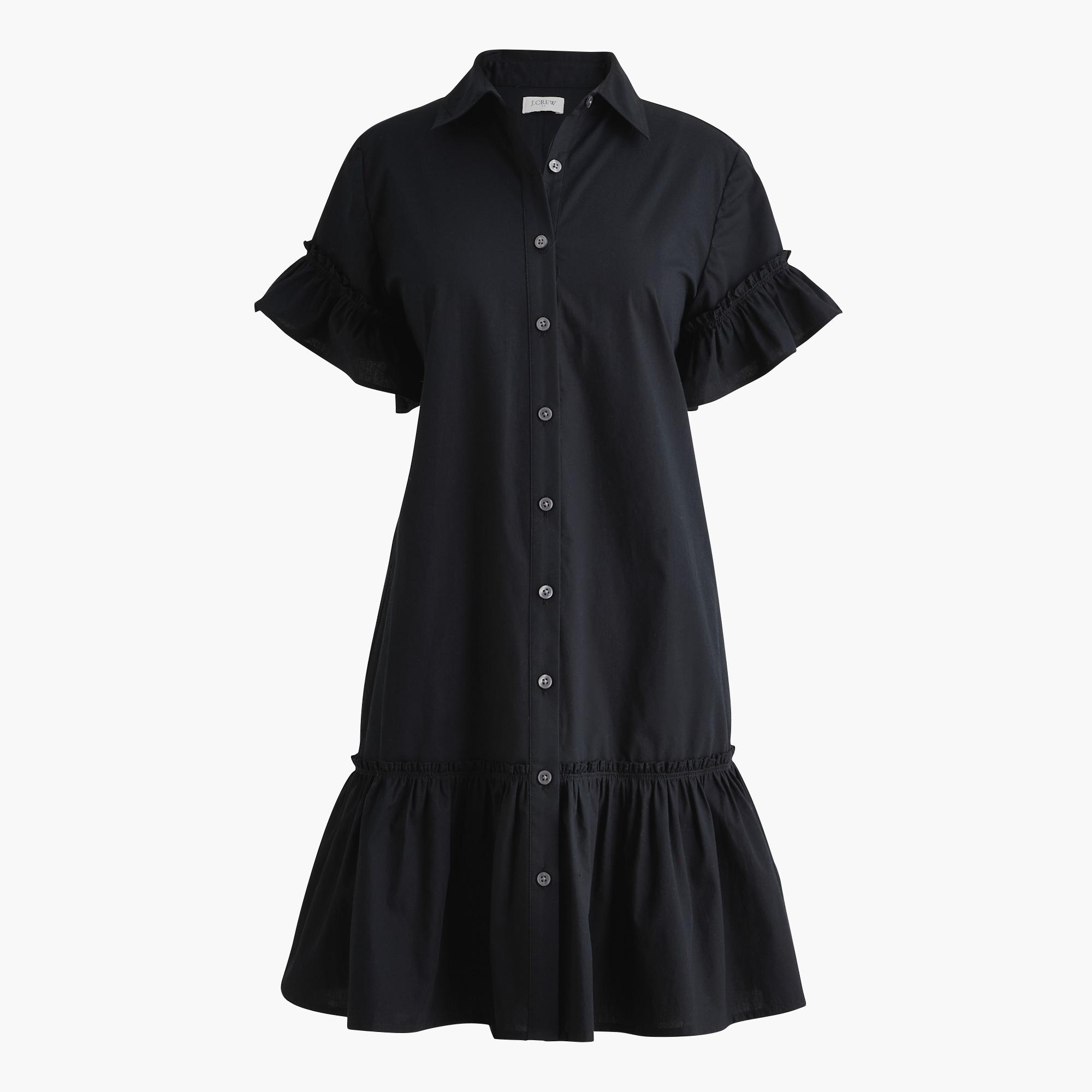 Ruffle-sleeve mini shirtdress Product Image