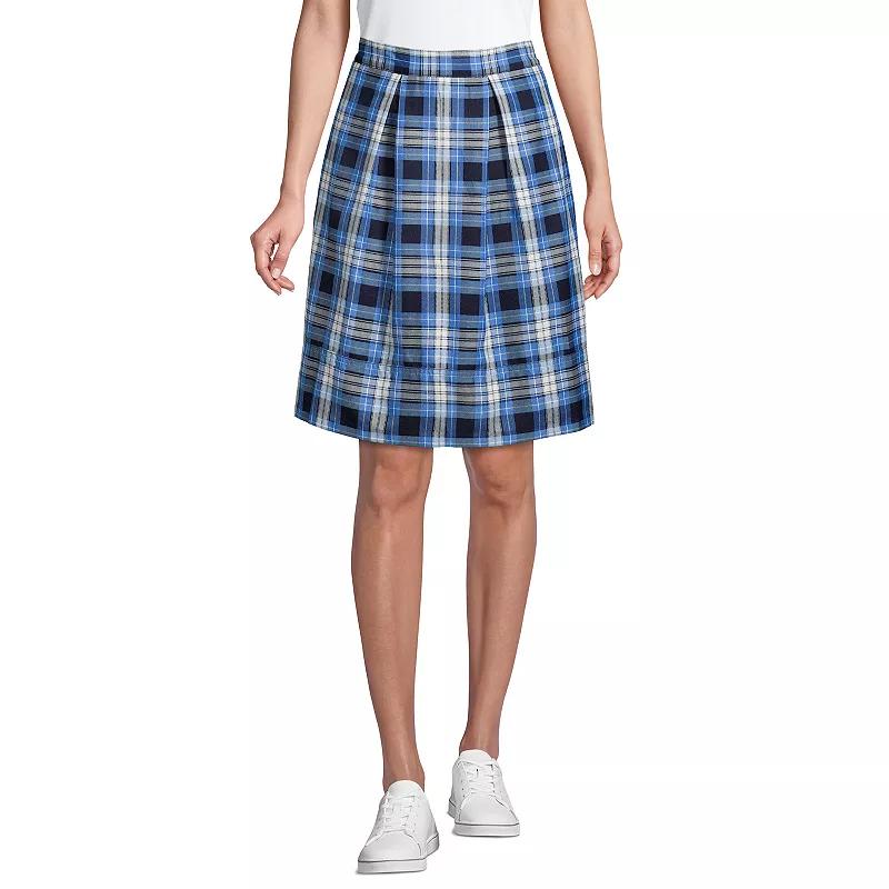 Women's Lands' End Plaid Top of Knee Length Pleated Skort, Size: 4, Clear Blue Plaid Product Image