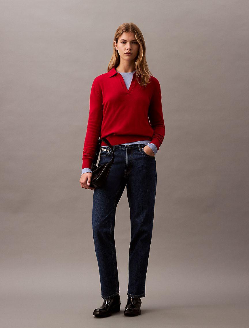 Extra Fine Merino Blend Polo Sweater Product Image