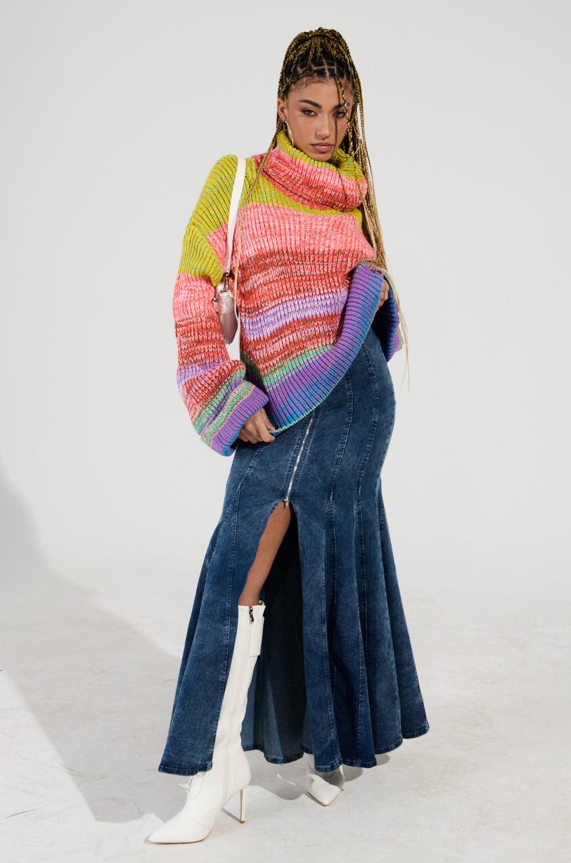 LOOK AT ME CHUNKY MULTI COLOR KNIT SWEATER Product Image