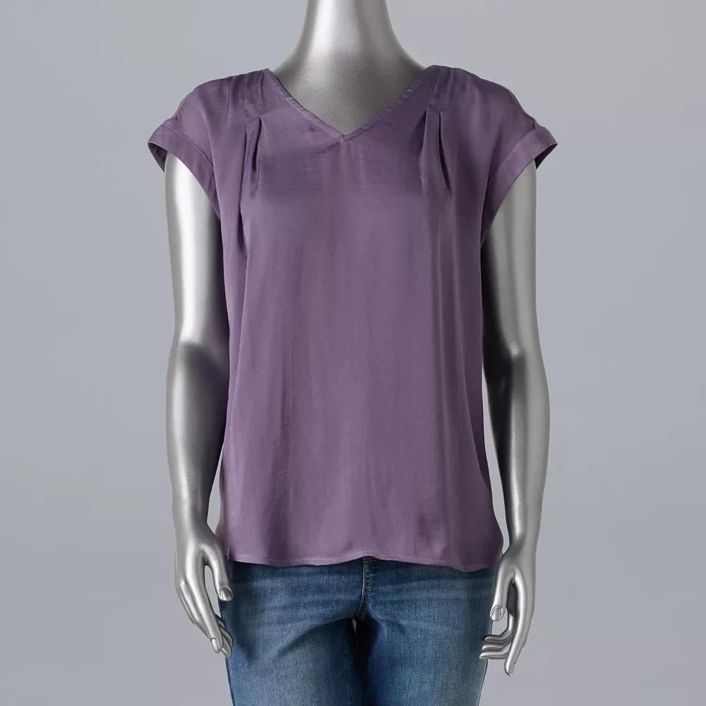 Women's Simply Vera Vera Wang V-Neck Top, Size: Small, Opulent Red Product Image