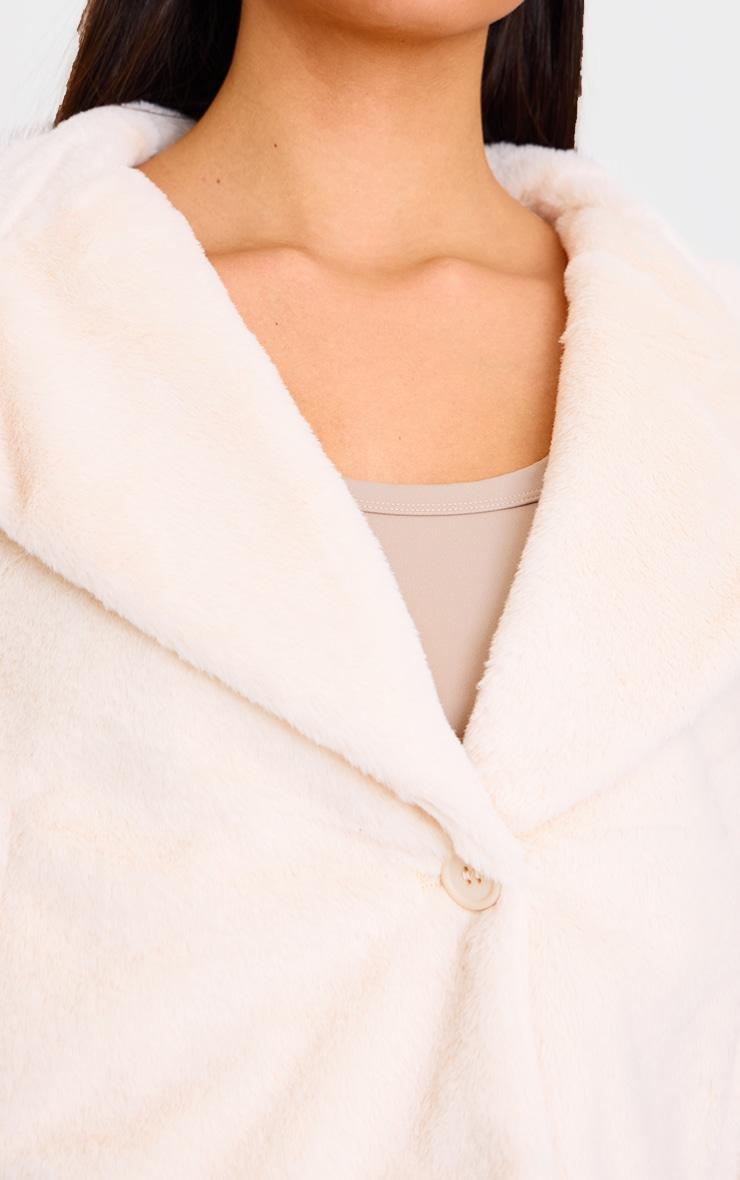 Cream Faux Fur Cropped Blazer Product Image