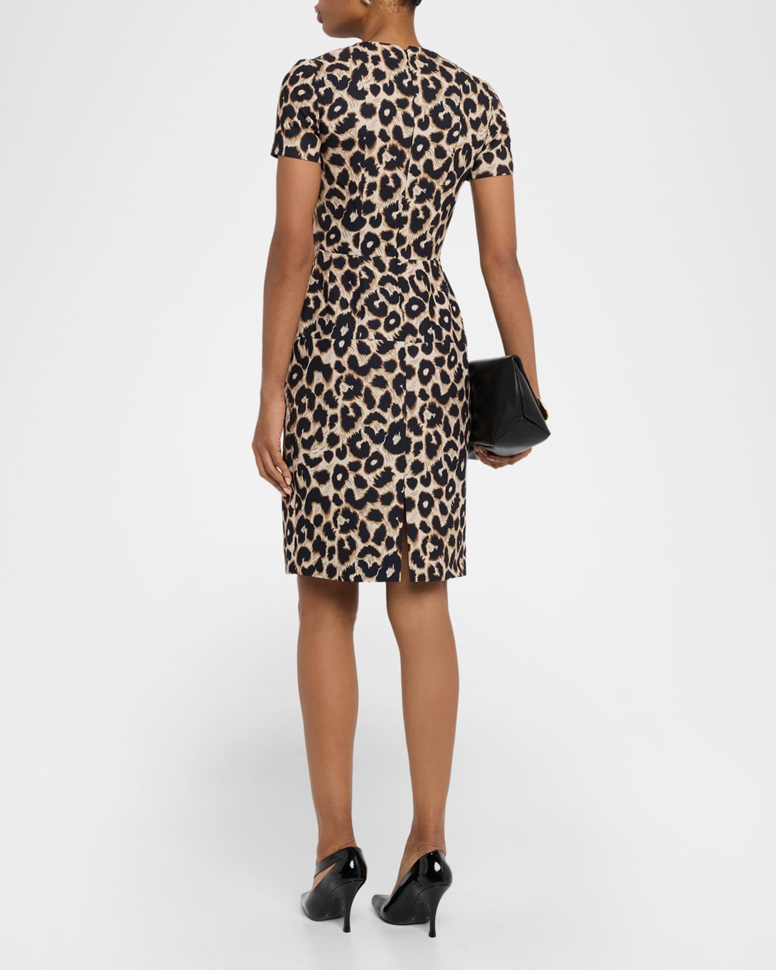 Leopard-Print Short-Sleeve Sheath Dress Product Image