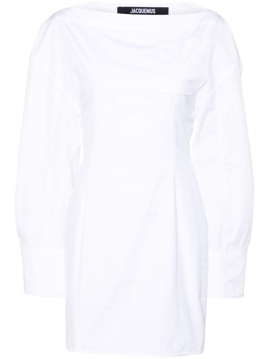 JACQUEMUS La Casaco Long Sleeve Cotton Shirtdress In White Product Image