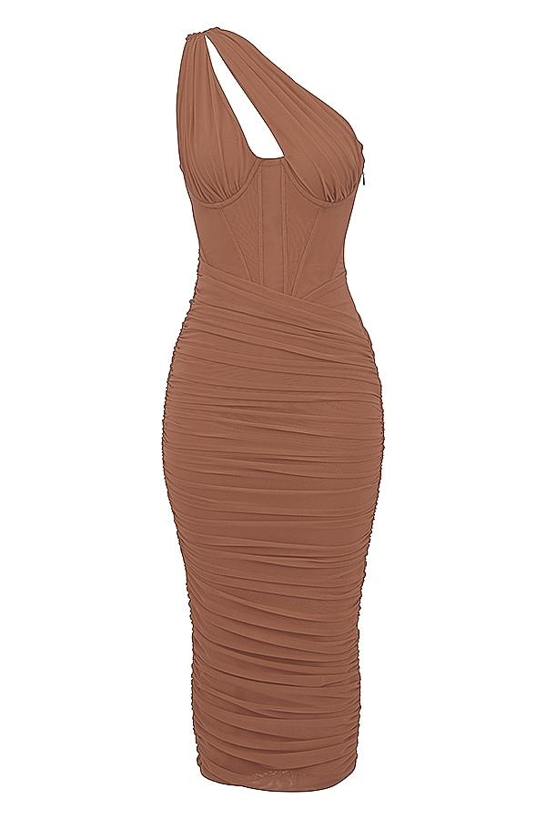 Valentina  scarlet asymmetric cutout midi dress Product Image