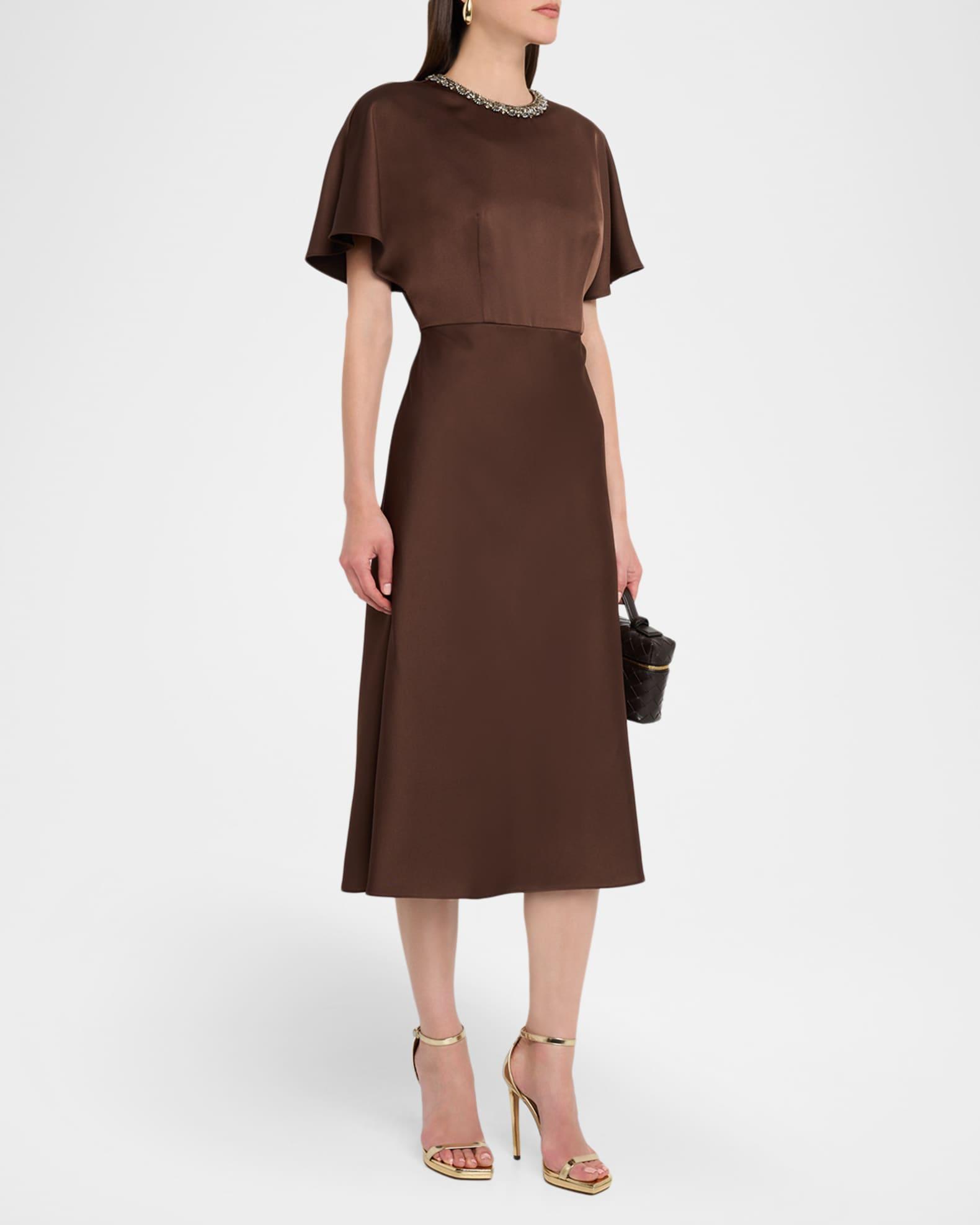 Crystal-Embellished Crepe Back Satin Midi Dress Product Image