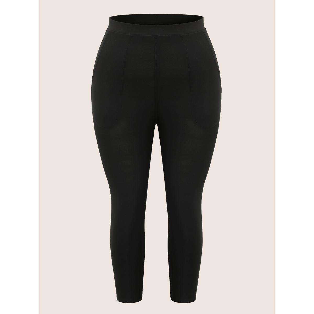 Plus Size Basic High Stretch Slim Cropped Leggings Women Black Casual High stretch Skinny High Rise Everyday Leggings BloomChic 10/M Product Image