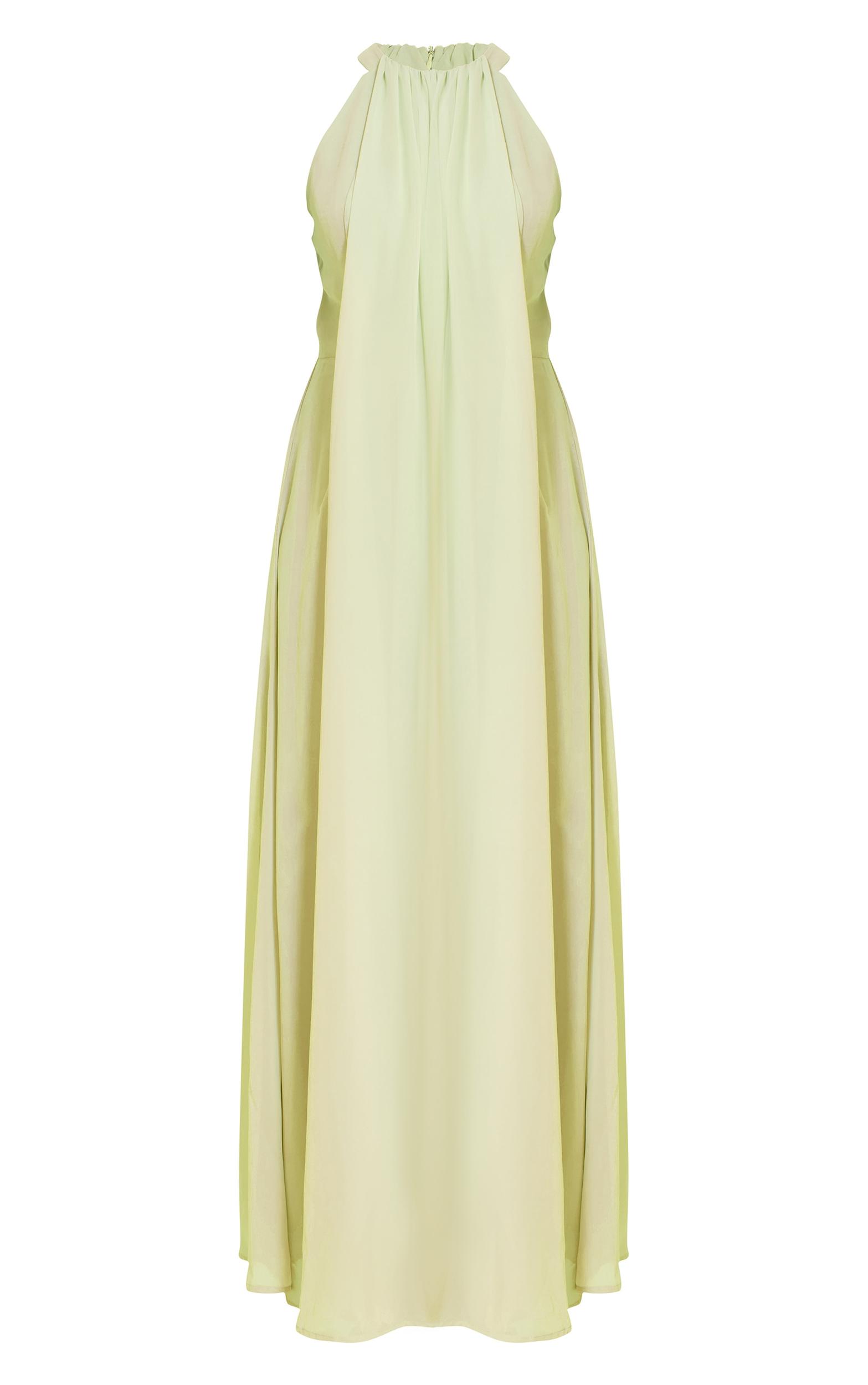 Lime Chiffon Extreme Pleated Maxi Dress Product Image