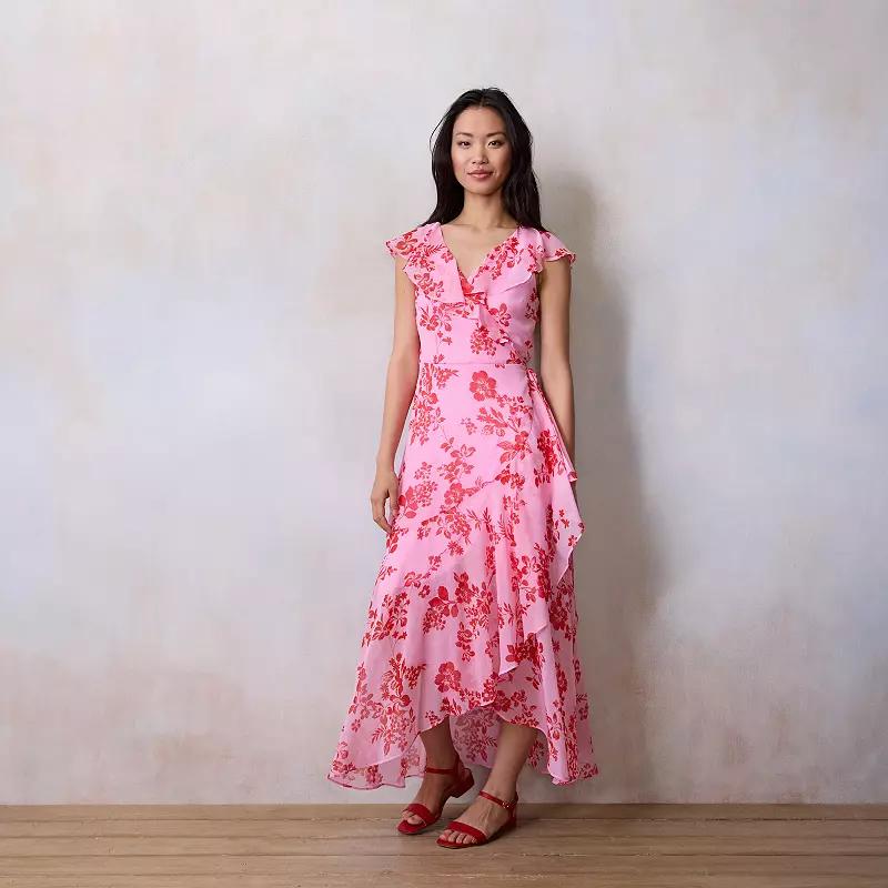 Petite LC Lauren Conrad Flutter Ruffle Wrap Maxi Dress, Women's,  Product Image
