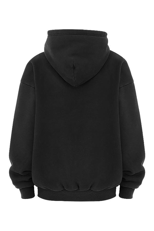 Storm  ink cotton fleece-back zip through hoodie Product Image