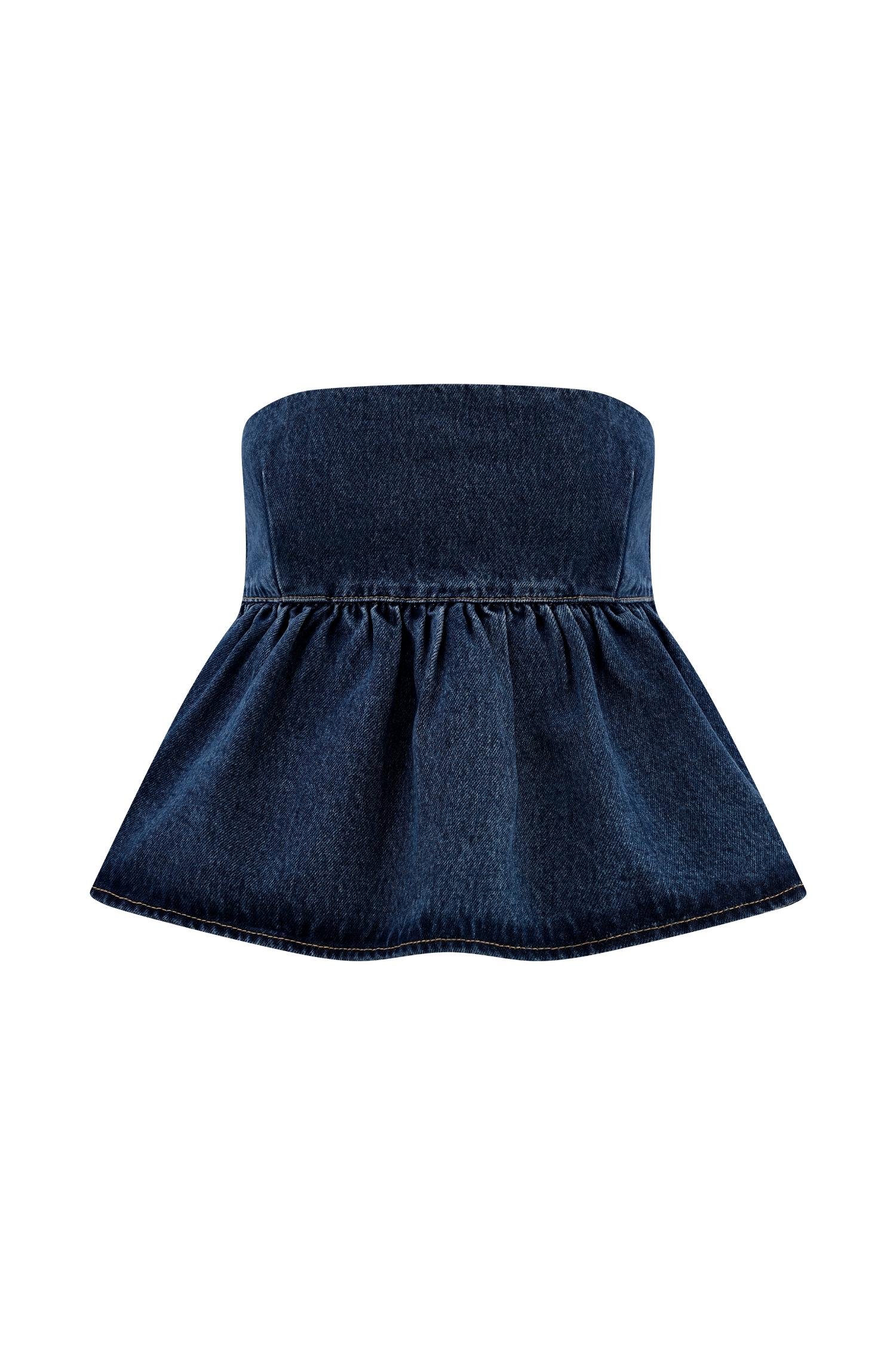 Pauline Strapless Denim Top - 90'S Blue Product Image