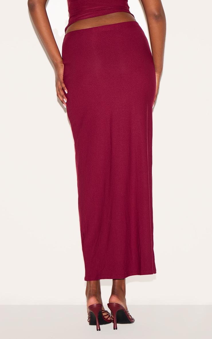 Burgundy Soft Touch Mid Rise Maxi Skirt Product Image