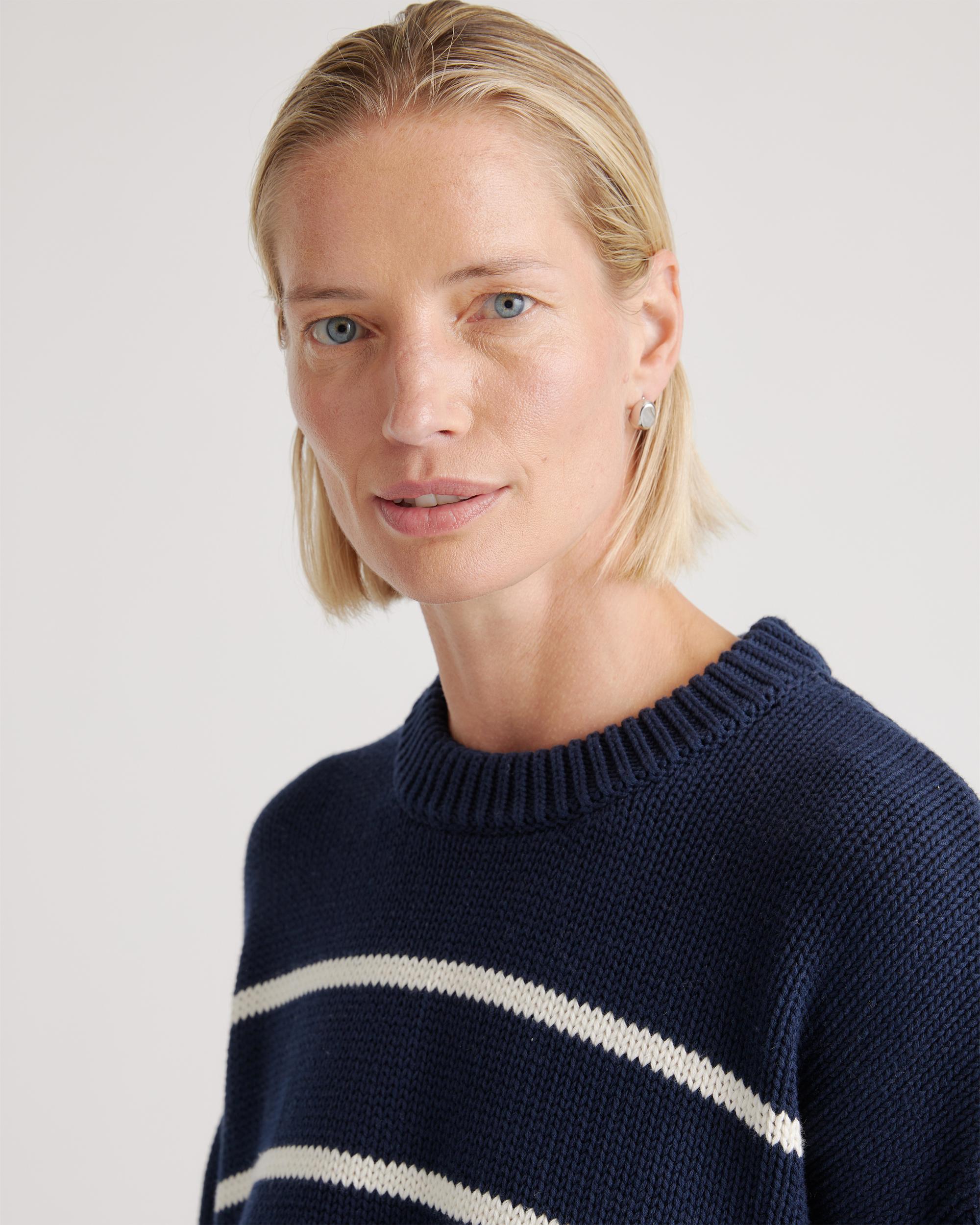 Quince | Women's Striped Crew Sweater Organic Cotton Product Image