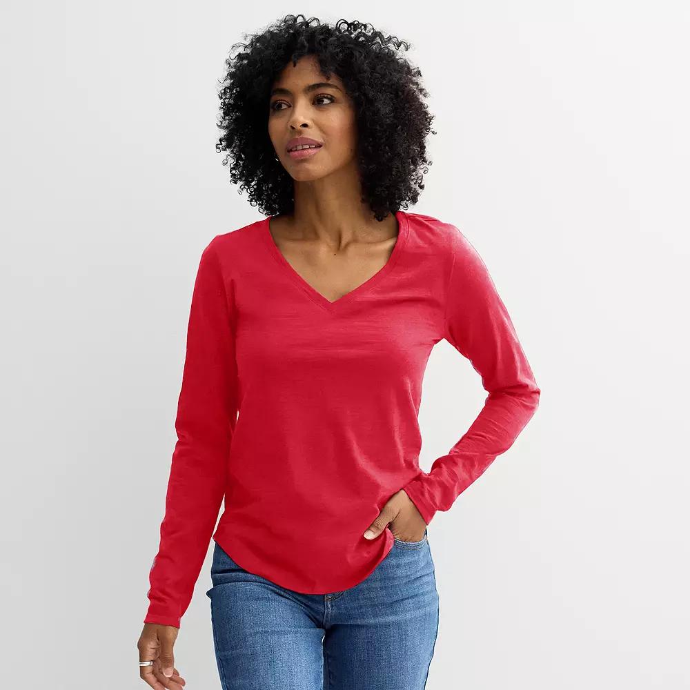 Women's Sonoma Goods For Life® Everyday Long Sleeve V-Neck T-Shirt,  Product Image