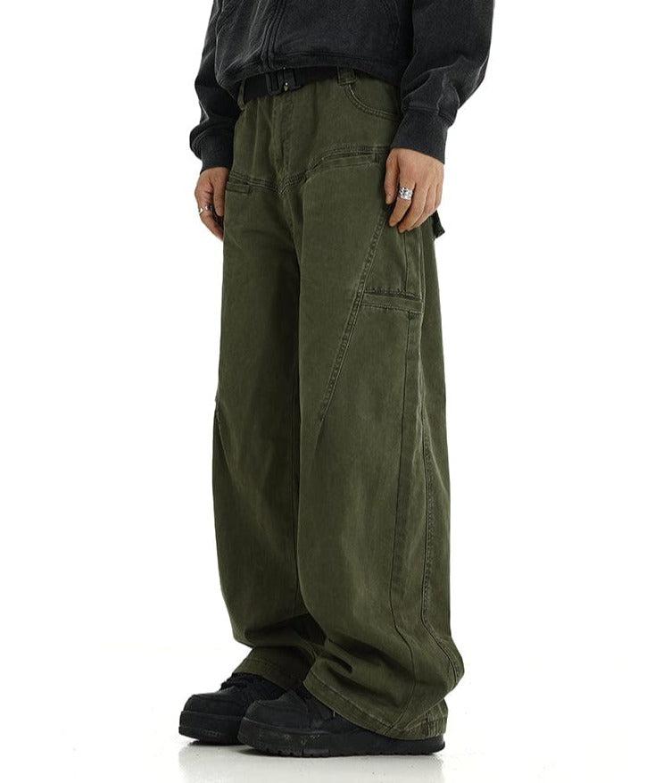 Trendy American Retro Washed Wide-Leg Cargo Logging Pants Product Image