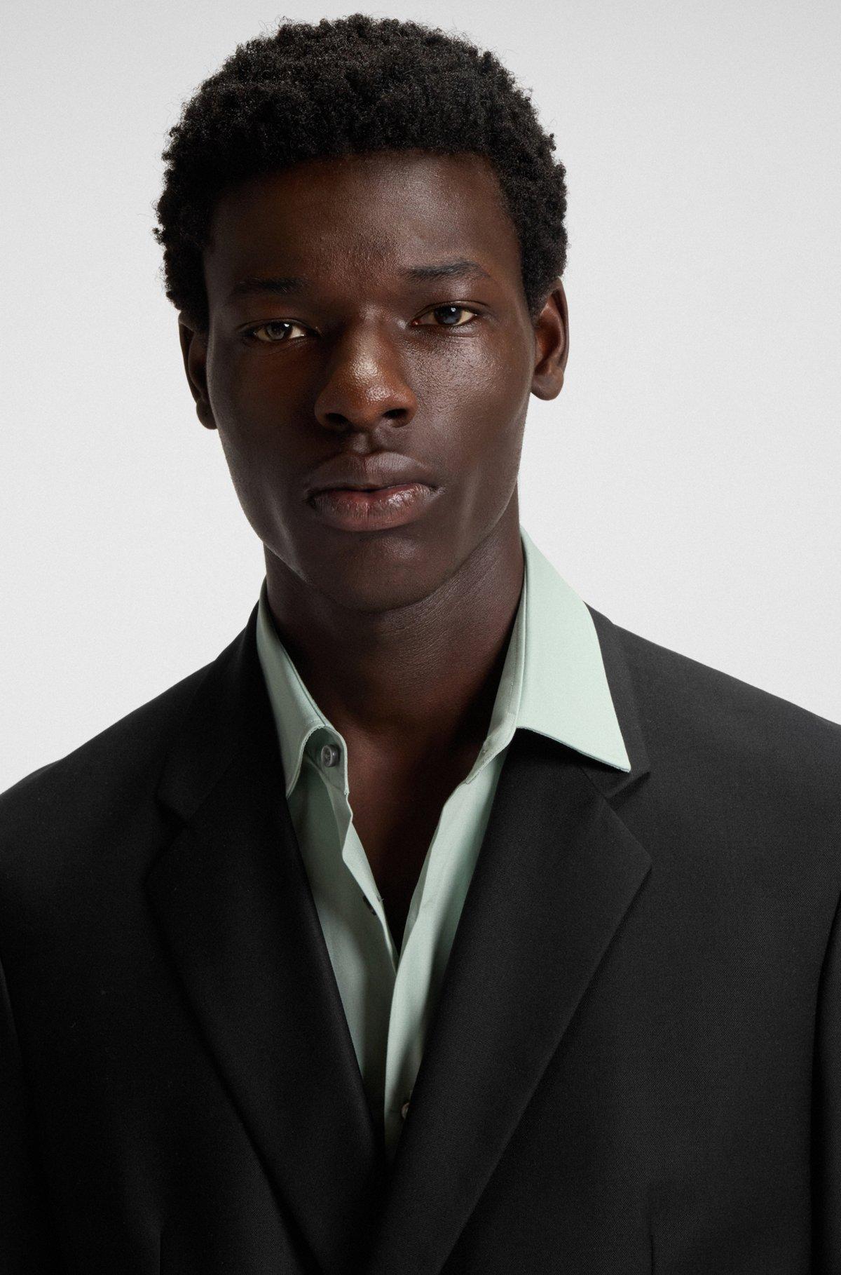 Slim-fit suit jacket with logo closure Product Image