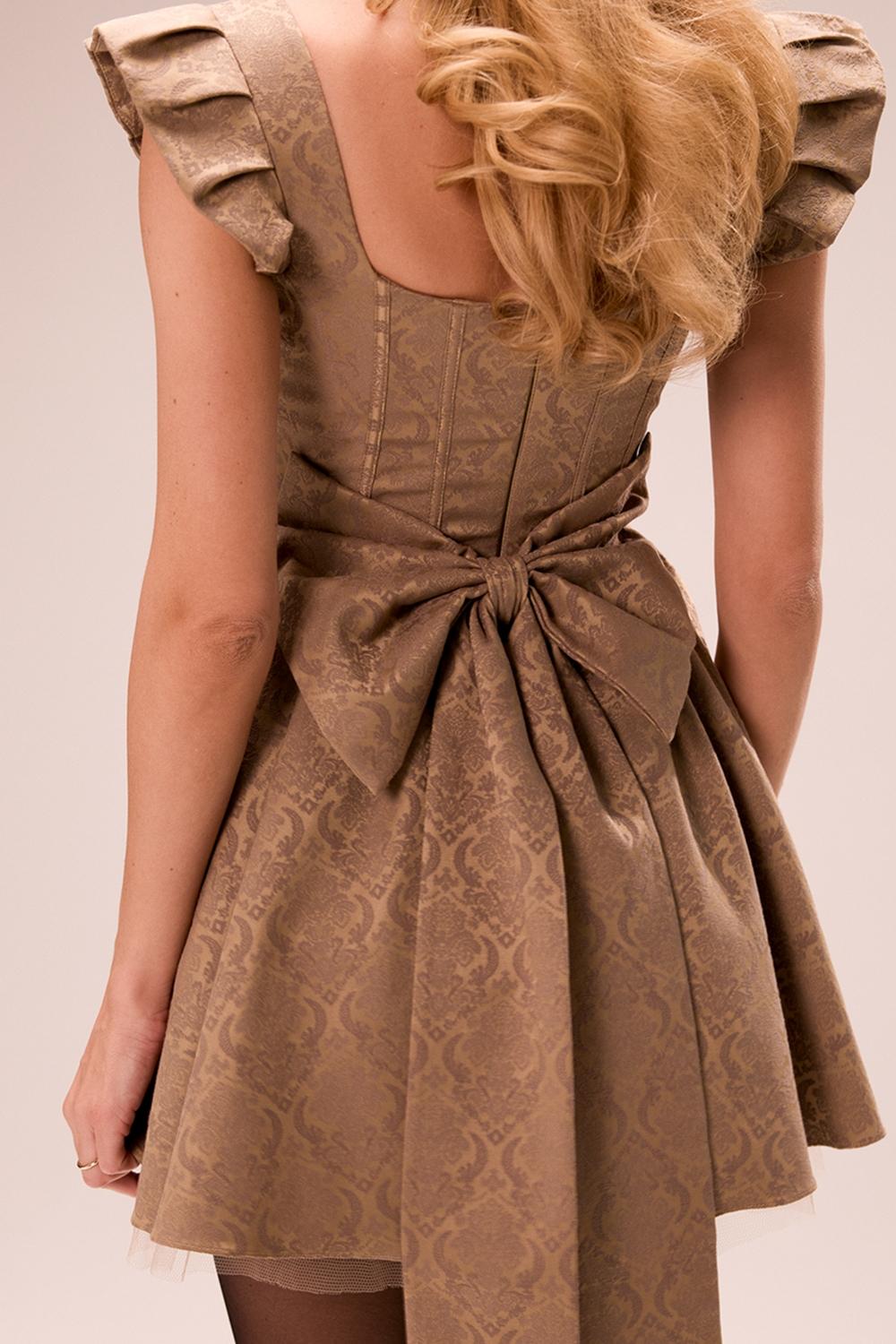 Saasha  gold jacquard mini dress - sale Product Image