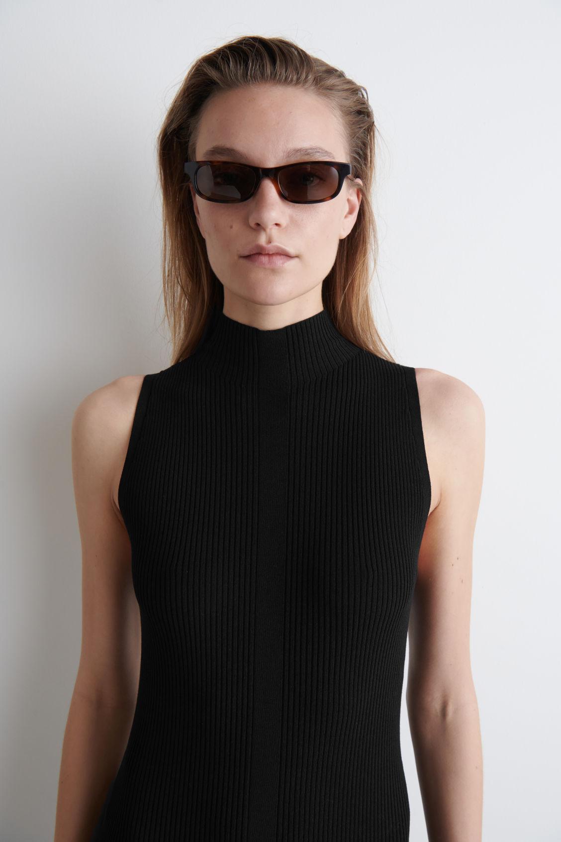 PLEATED HIGH-NECK MAXI DRESS Product Image