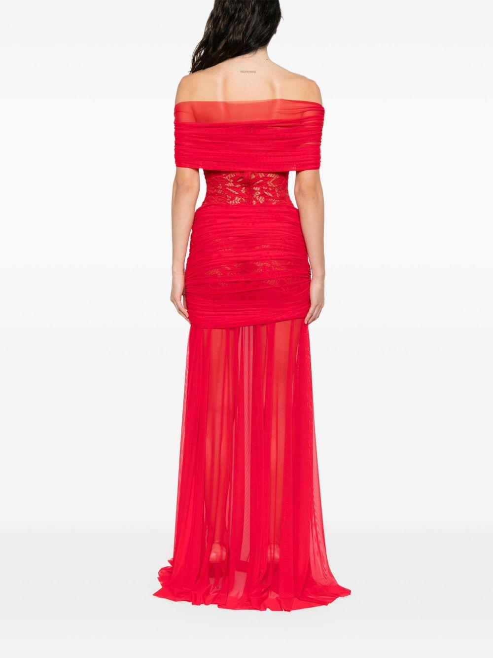 lace-embellished draped maxi dress Product Image