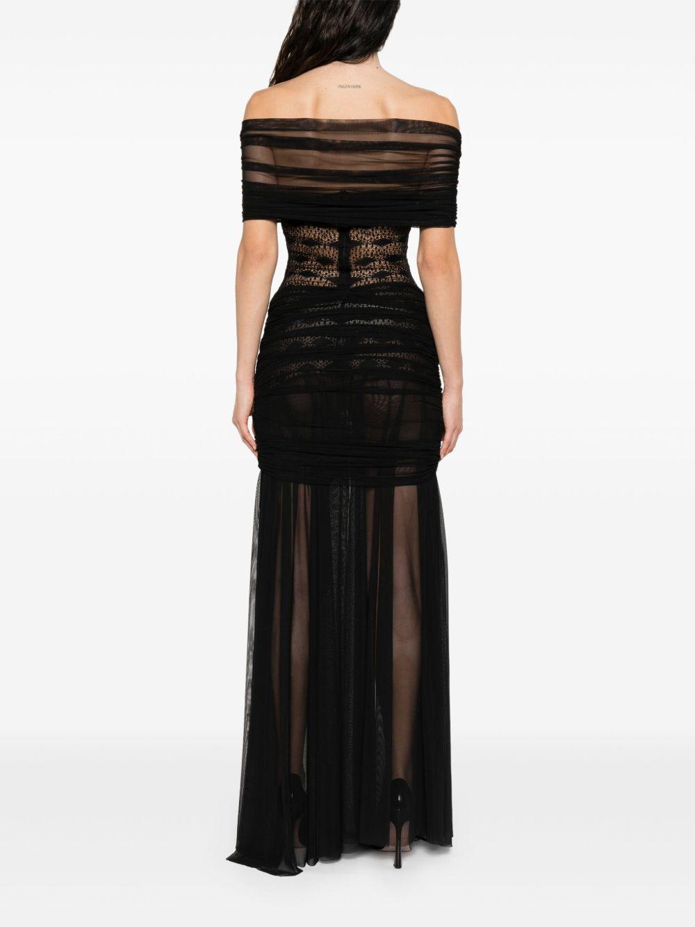 lace-panelled mesh maxi dress Product Image