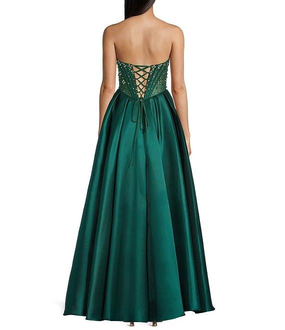 Coya Collection Sequin Sweetheart Neck Strapless Sheer Boned Bodice A-Line Gown Product Image