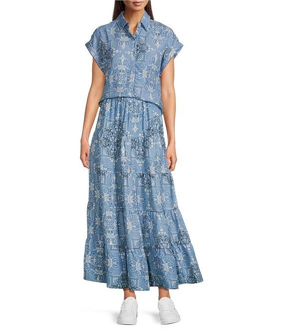 Reba Austin Bandana Print Coordinating A-Line Tiered Skirt Product Image