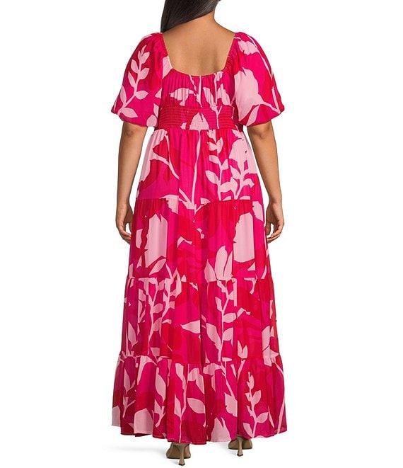 Sugarlips Plus Mila Floral Printed Puffed Sleeve Maxi Dress Product Image