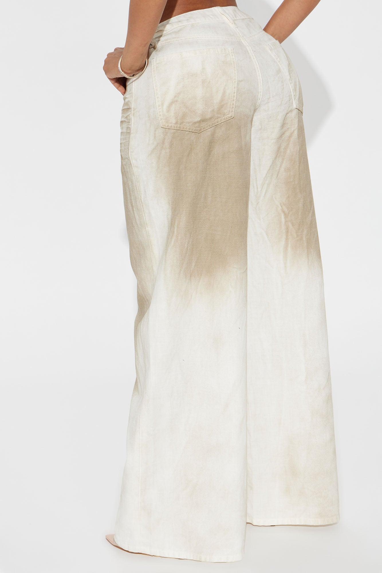 Soleil Washed Twill Wide Leg Pant - Off White Product Image