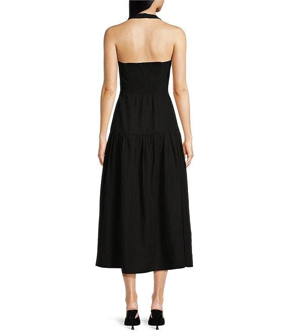 ASTR the Label Adara Sweetheart Neck Sleeveless Front Bow Drop Waist Midi Dress Product Image