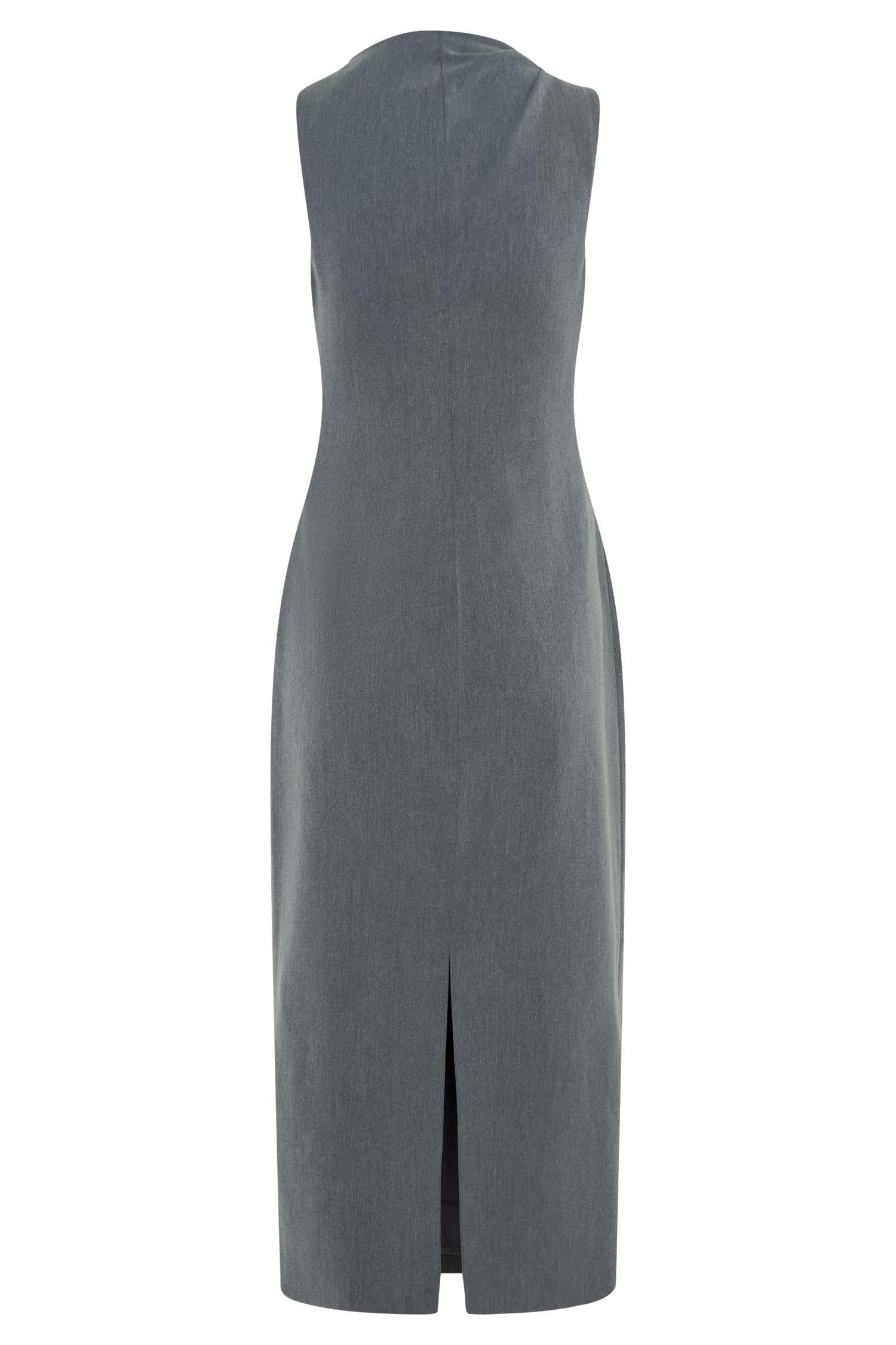Taylor Draped Crepe Midi Dress - Charcoal Marle Product Image