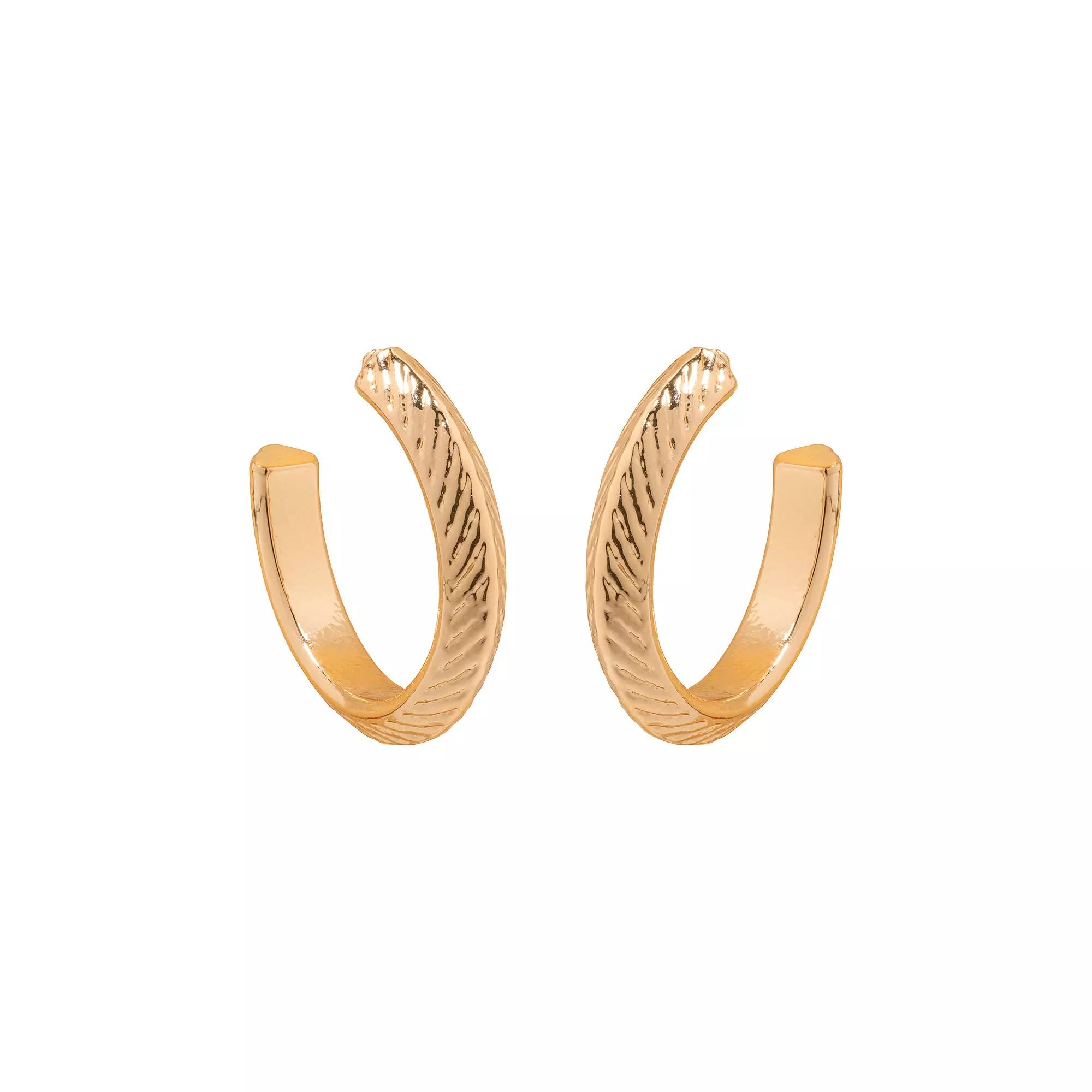 LC Lauren Conrad Gold Tone Etched Hoop Earrings, Women's, None Product Image