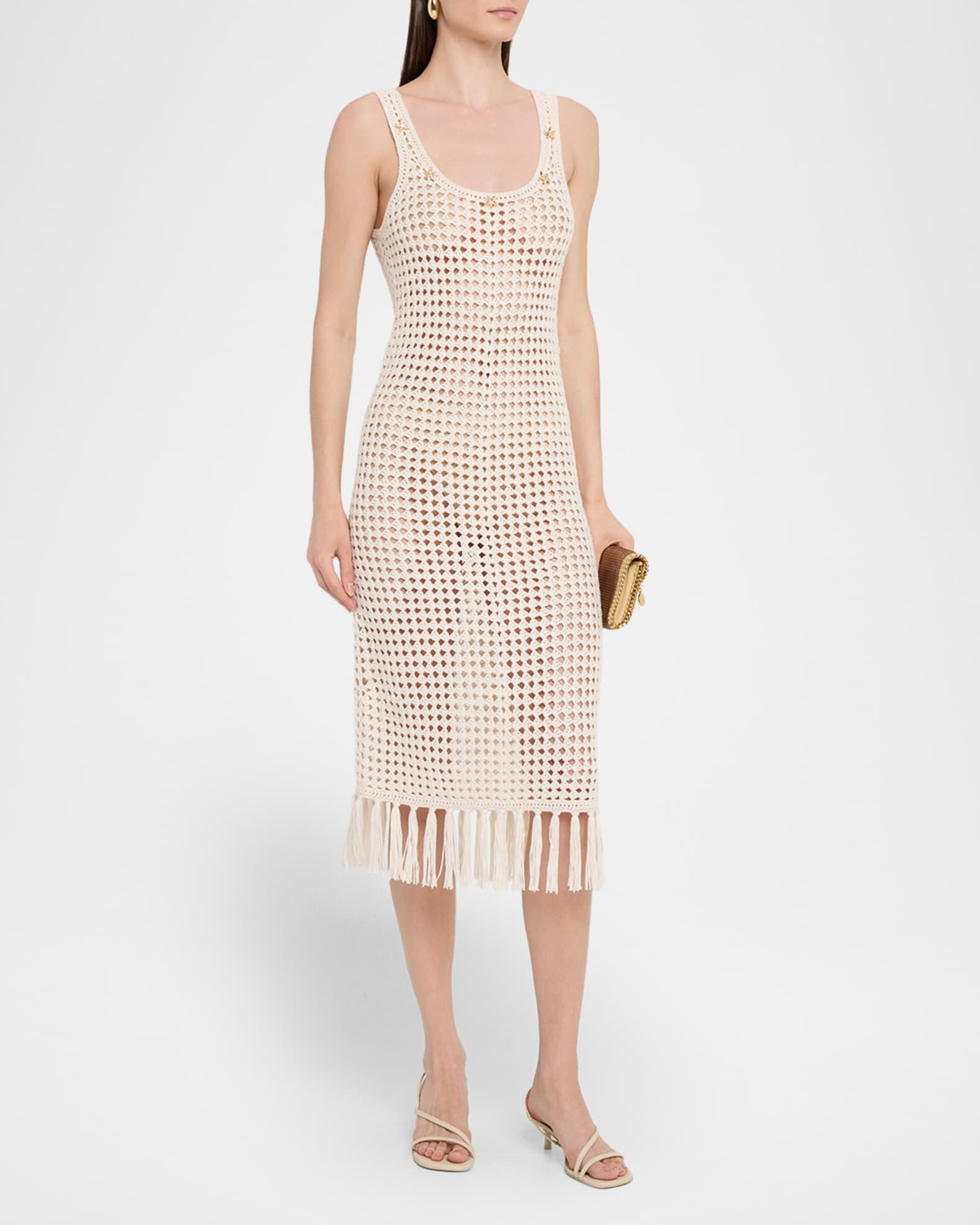 Gia Embellished Crochet Fringe Midi Dress Product Image