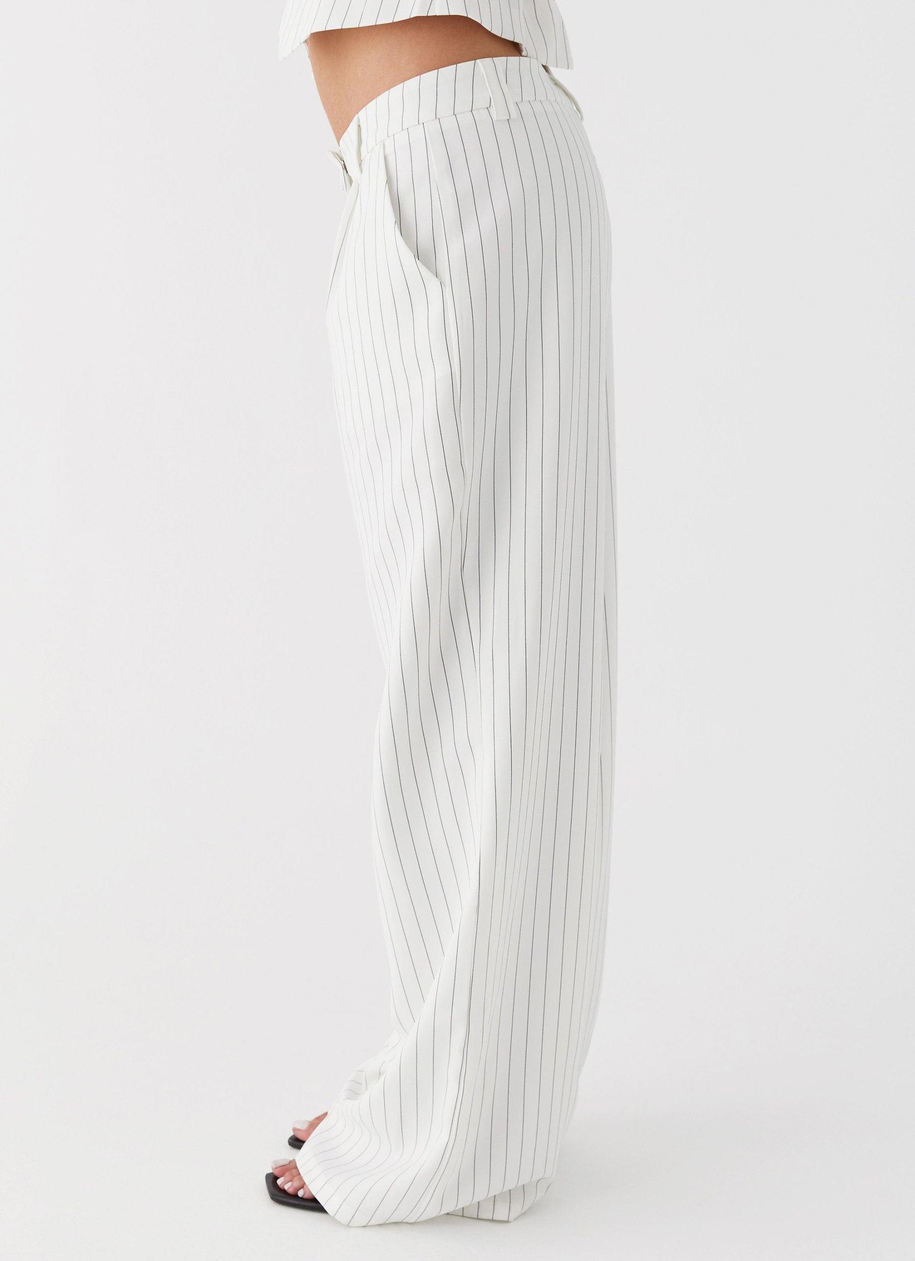 Midnight City Suit Pants - White Pinstripe Product Image