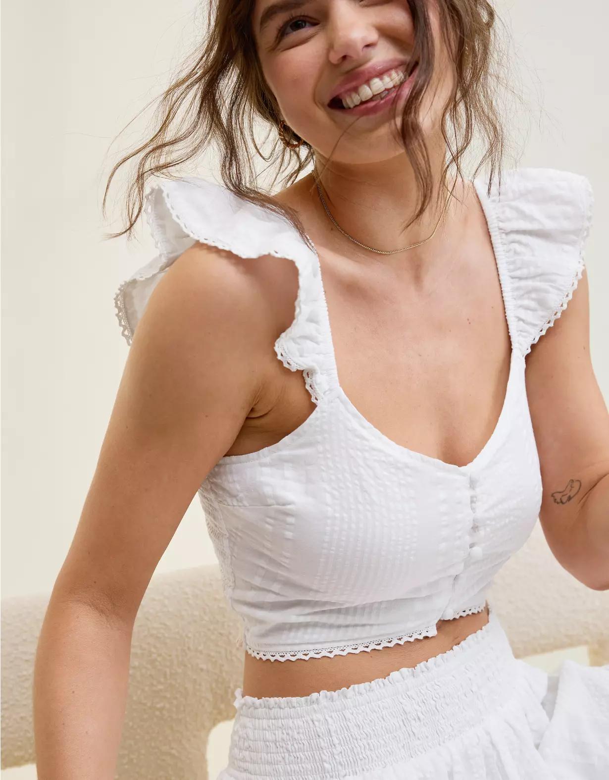 Aerie Cropped Seersucker Tank Top Product Image