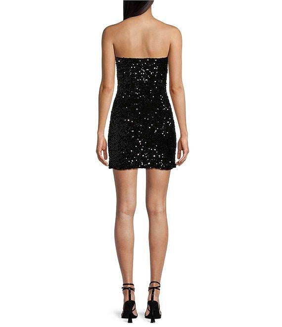 Allison & Kelly Strapless Sequin Back Bow Dress Product Image