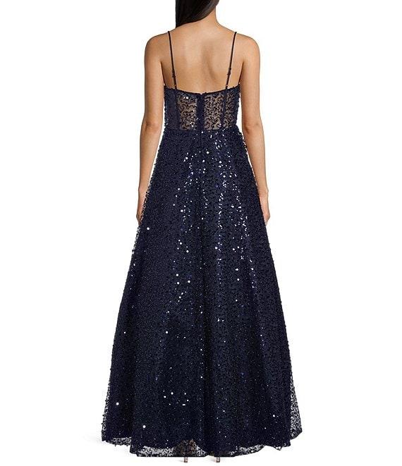 B. Darlin Sweetheart Neck Spaghetti Strap Bow Bodice Ballgown Product Image