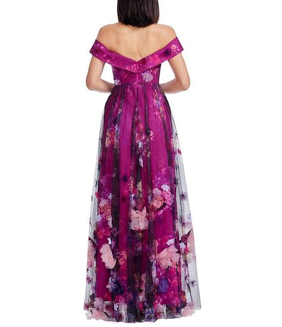Dress the Population Aurea Off-The-Shoulder 3D Floral Applique Mesh A-Line Gown Product Image