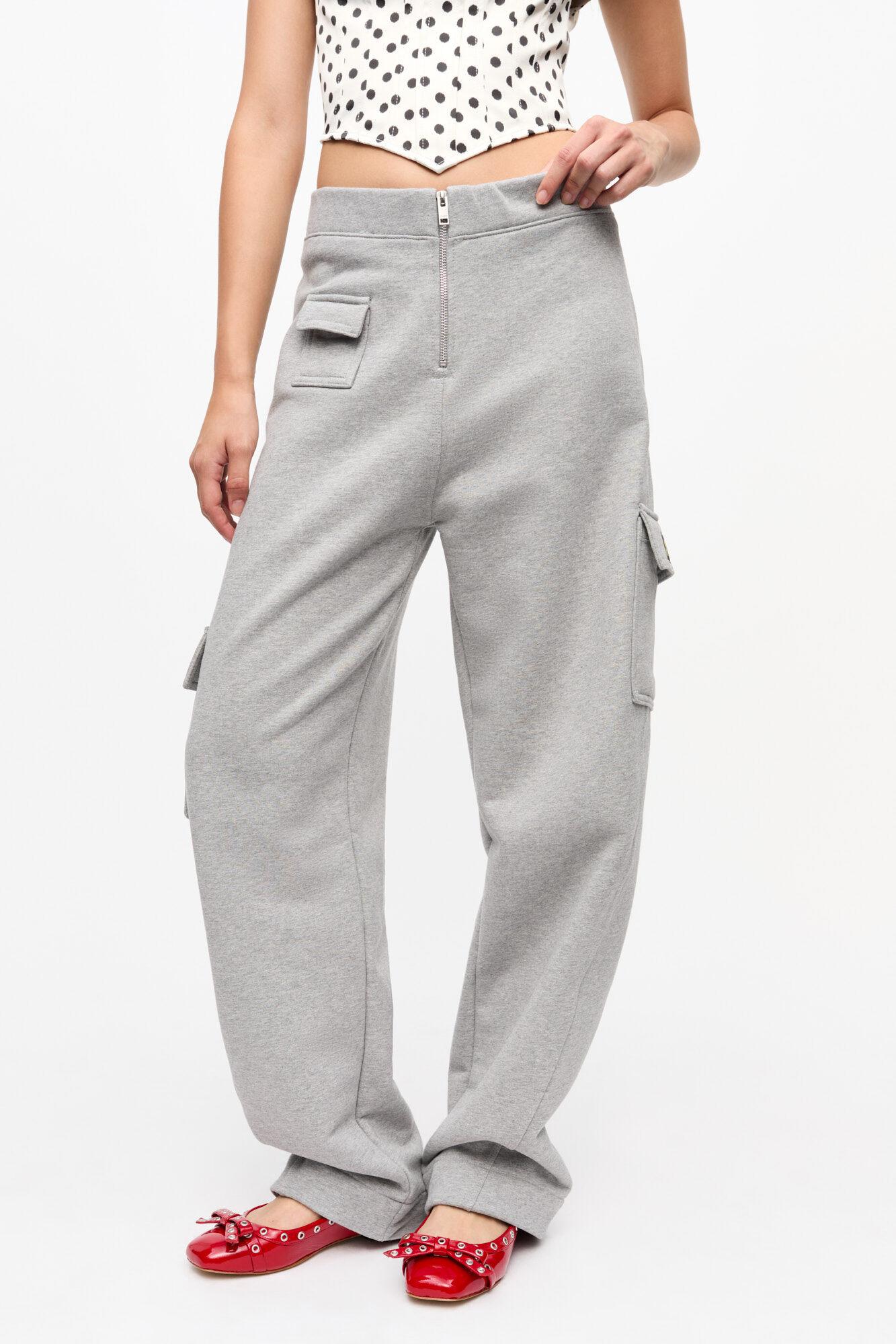 Grey Heavy Terry Curved Pants Product Image